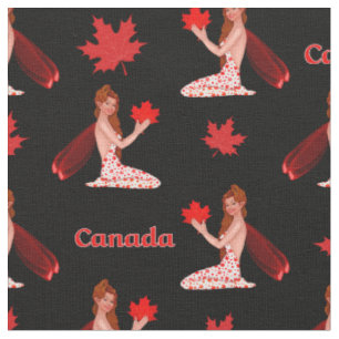 Canadian Mapleleaf Fairy on Black Fabric