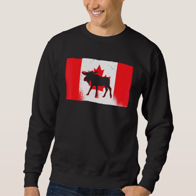 Canadian Moose Canada Day Maple Leaf Proud Canuck  Sweatshirt (Front)