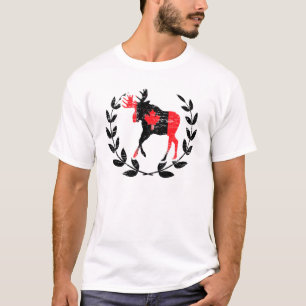 Canadian Moose Canada Day Maple Leaf Proud Canuck  T-Shirt