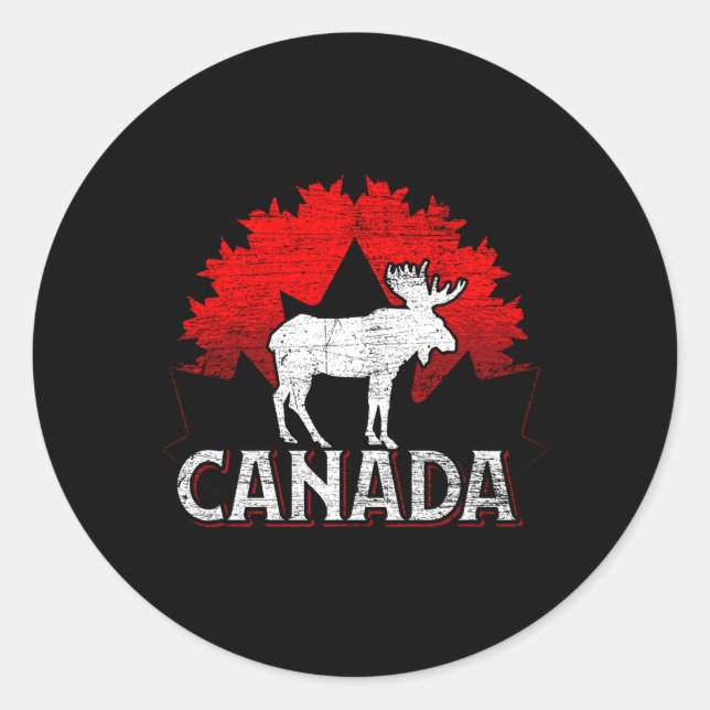 Canadian Moose Maple Leaf Animal Canada Classic Round Sticker (Front)