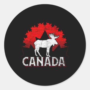 Canadian Moose Maple Leaf Animal Canada Classic Round Sticker