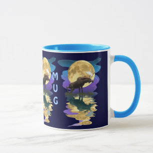 Canadian Moose & Moon Souvenir Wildlife Art Mug