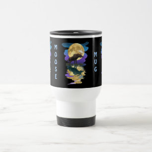 Canadian Moose & Moon Souvenir Wildlife Art Travel Mug