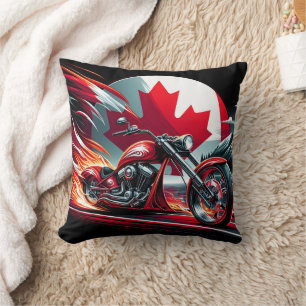 Canadian motorcycle ride with a fiery backdrop cushion