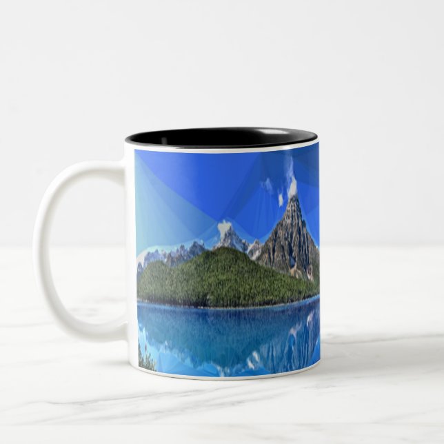 Canadian mountain view Two-Tone coffee mug (Left)