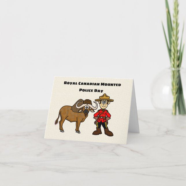 Canadian Mounted Police Day Card  Mountie Buffalo (Front)