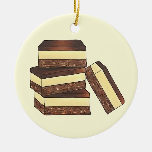 Canadian Nanaimo Bars Canada British Columbia Food Ceramic Tree Decoration (Front)
