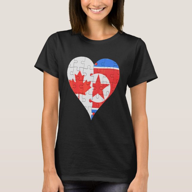 Canadian North Korean Flag Heart T-Shirt (Front)
