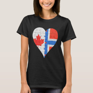 Canadian Norwegian Flag Heart T-Shirt