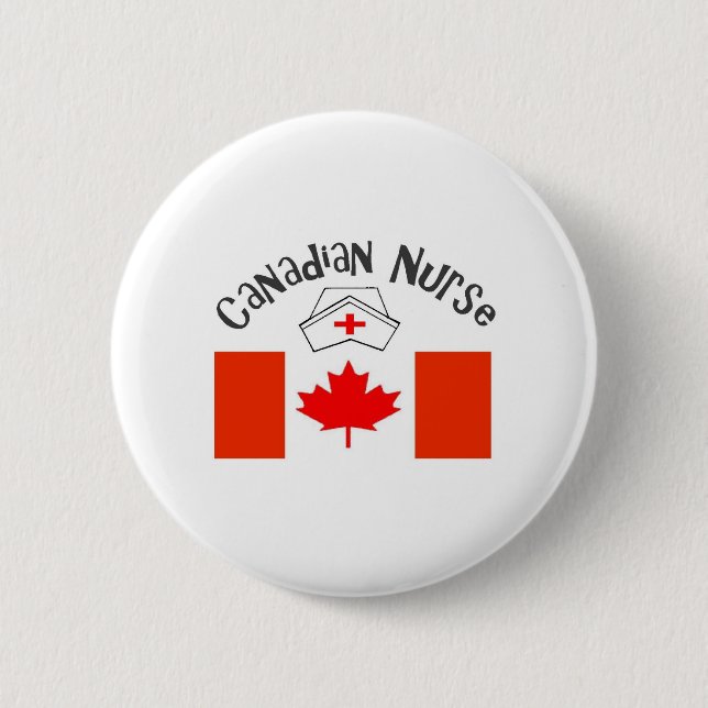 Canadian Nurse (Canadian Flag) Nurse Cap 6 Cm Round Badge (Front)