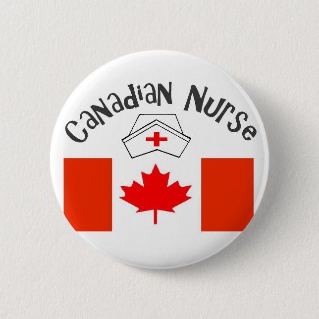 Canadian Nurse (Canadian Flag) Nurse Cap 6 Cm Round Badge (Front)