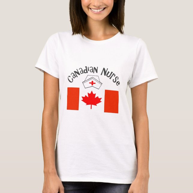 Canadian Nurse (Canadian Flag) Nurse Cap T-Shirt (Front)