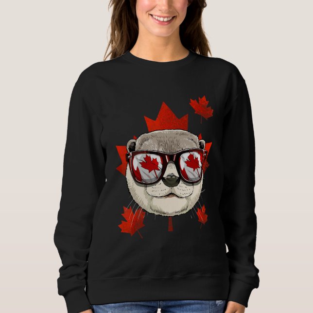 Canadian Otter Maple Tree Leaf Canada Flag Sea Ott Sweatshirt (Front)