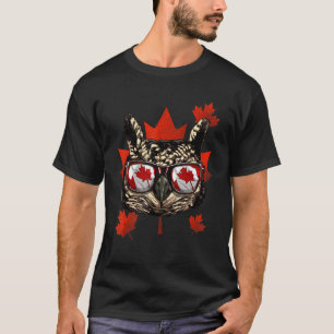 Canadian Owl Bird Maple Tree Leaf Canada Flag Bird T-Shirt