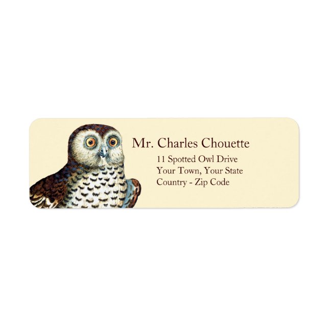 Canadian Owl Customisable Return Address Labels (Front)