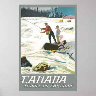 Canadian Pacific 1950s Vintage Style Fly Fishing Poster