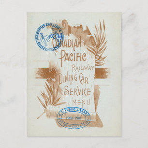 Canadian Pacific Railway Dining Car Menu 1897 Postcard
