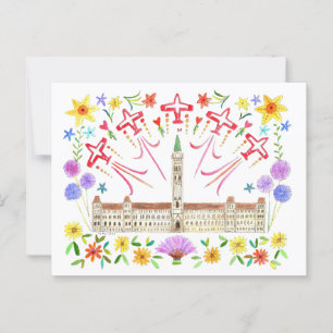 Canadian Parliament house Canada Day Snowbirds Postcard