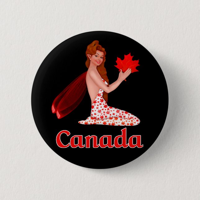 Canadian Pixie with Maple Leaf 6 Cm Round Badge (Front)