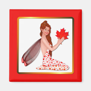Canadian Pixie with Maple Leaf Magnet