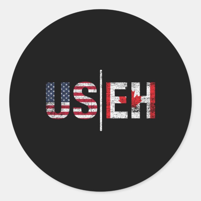 Canadian Pride American Usa Flag Useh Canada Classic Round Sticker (Front)