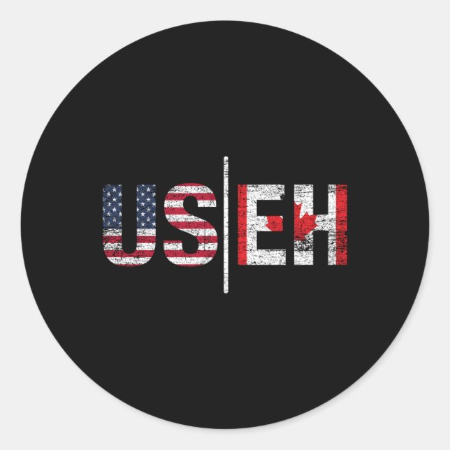 Canadian Pride American Usa Flag Useh Canada Classic Round Sticker (Front)