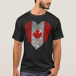 Canadian Pride Fingerprint Heart Patriotic Maple L T-Shirt