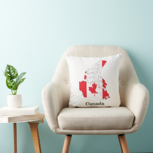 Canadian Pride Flag Within the Map Cushion
