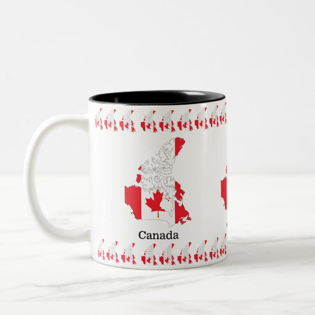 Canadian Pride Flag Within the Map Two-Tone Coffee Mug (Left)