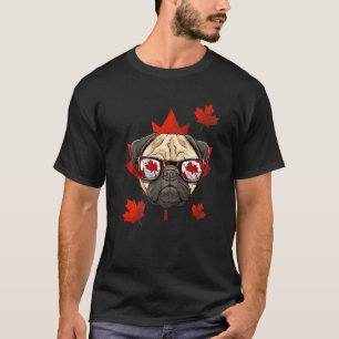 Canadian Pug Dog Maple Leaf Patriotic Canada Flag T-Shirt
