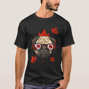 Canadian Pug Maple Tree Leaf Canada Flag Puppy Pug T-Shirt