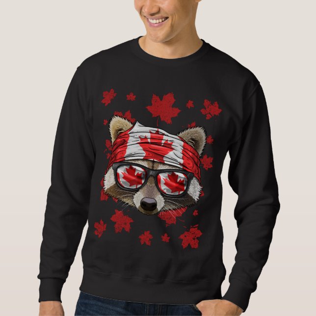 Canadian Racoon Patriotic Canada Flag Maple Leaf  Sweatshirt (Front)