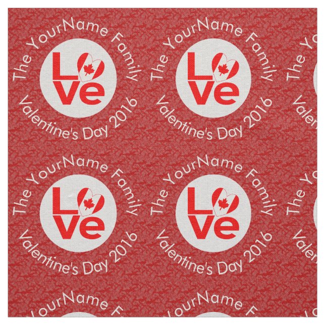 Canadian Red LOVE Flag Personalised  Fabric (Swatch)
