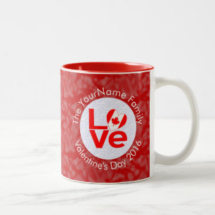 Canadian Red LOVE Flag Personalised  Two-Tone Coffee Mug