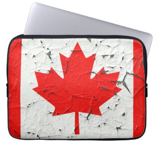 Canadian Red Maple Leaf CANADA Peeling Paint looks Laptop Sleeve