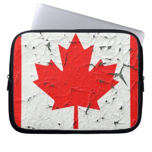 Canadian Red Maple Leaf CANADA Peeling Paint looks Laptop Sleeve