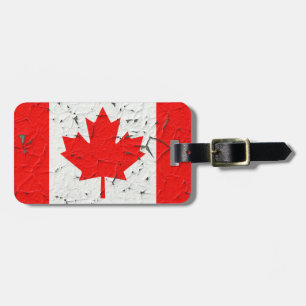 Canadian Red Maple Leaf CANADA Peeling Paint looks Luggage Tag