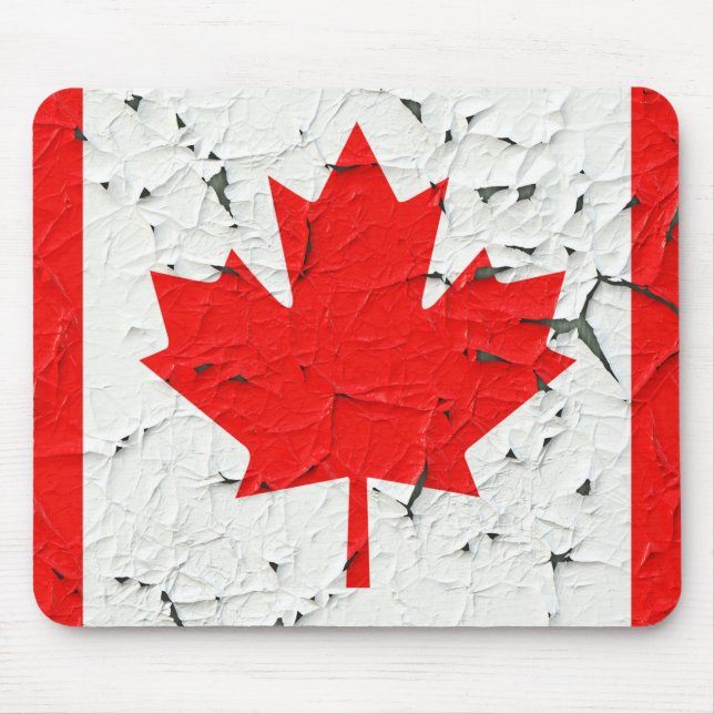 Canadian Red Maple Leaf CANADA Peeling Paint looks Mouse Mat (Front)