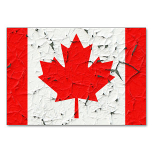Canadian Red Maple Leaf CANADA Peeling Paint Print Table Number