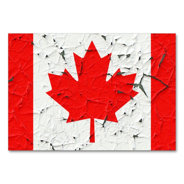 Canadian Red Maple Leaf CANADA Peeling Paint Print Table Number (Front)