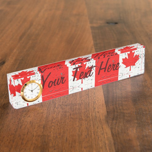 Canadian Red Maple Leaf CANADA Peeling Paint style Nameplate (Side)