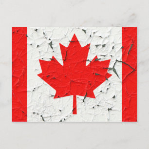 Canadian Red Maple Leaf CANADA Peeling Paint style Postcard