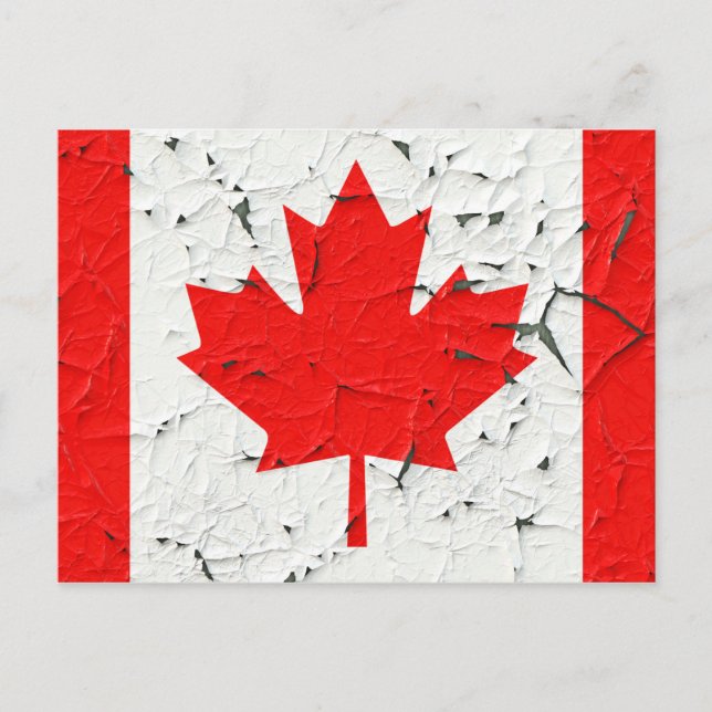 Canadian Red Maple Leaf CANADA Peeling Paint style Postcard (Front)