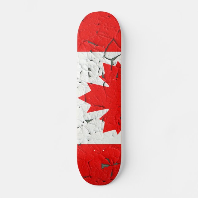 Canadian Red Maple Leaf CANADA Peeling Paint style Skateboard (Front)