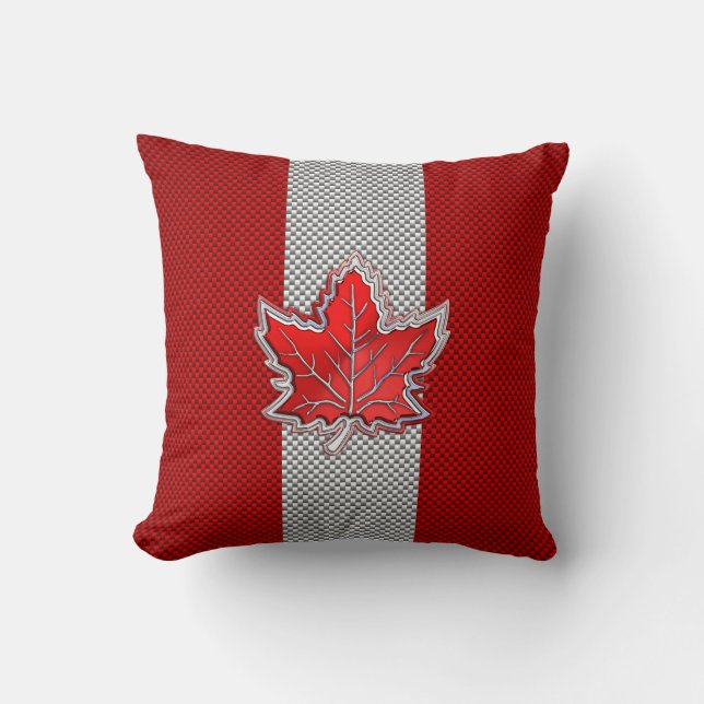 Canadian Red Maple Leaf in Carbon Fiber looks Cushion (Front)