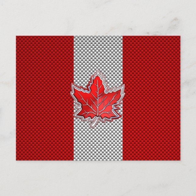 Canadian Red Maple Leaf in Carbon Fiber looks Postcard (Front)