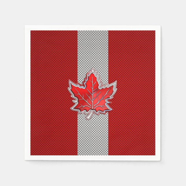 Canadian Red Maple Leaf in Carbon Fibre looks Napkin (Front)