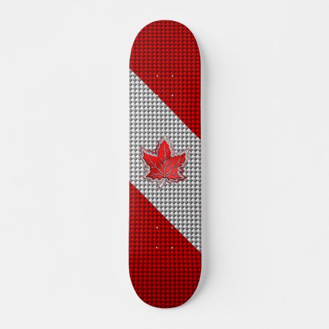 Canadian Red Maple Leaf in Carbon Fibre looks Skateboard (Front)