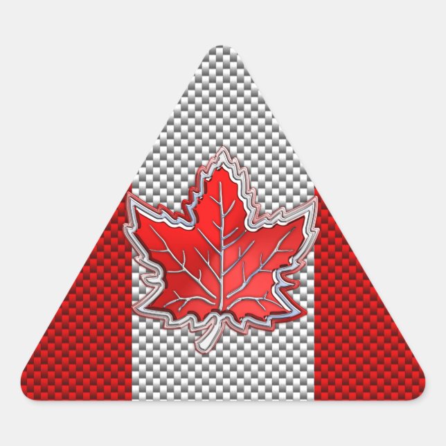 Canadian Red Maple Leaf in Carbon Fibre looks Triangle Sticker (Front)