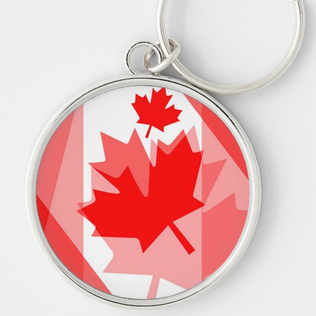 Canadian red Maple Leaf Layered Style CANADA Key Ring (Front)